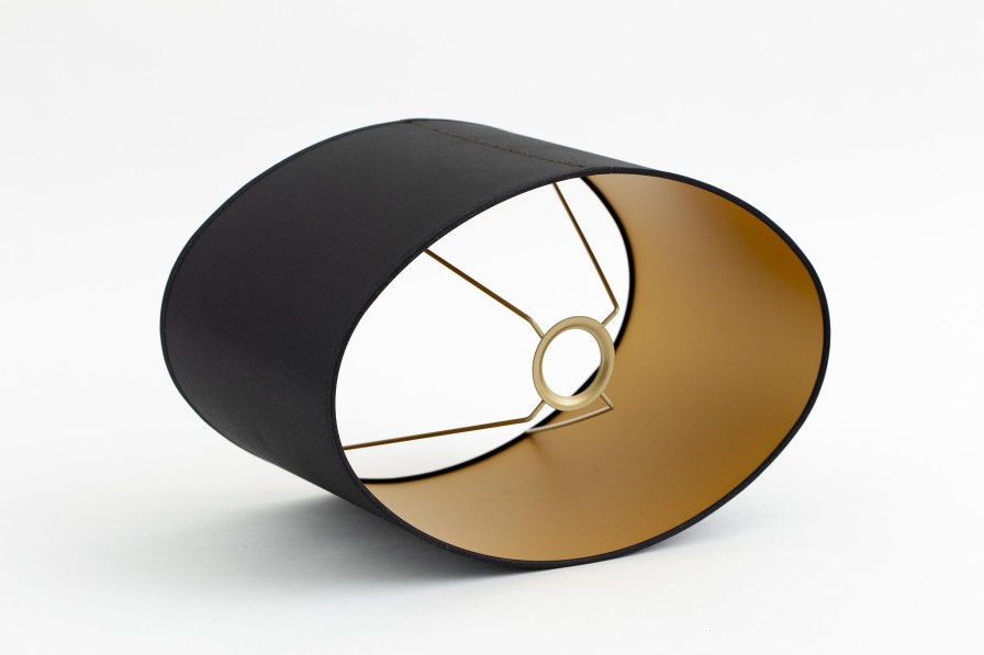Best Flamant Ovaal, Lampenkap, Zwart En Goud, Ovaal, 35 Cm