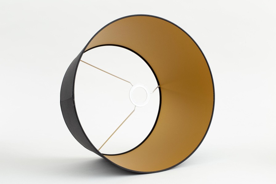 Clearance Flamant Lindro, Lampenkap, Zwart En Goud, Cilinder, 40 Cm