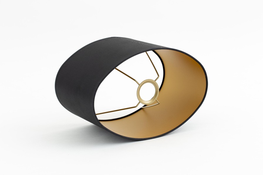 Hot Flamant Ovaal, Lampenkap, Zwart En Goud, Ovaal, 30 Cm