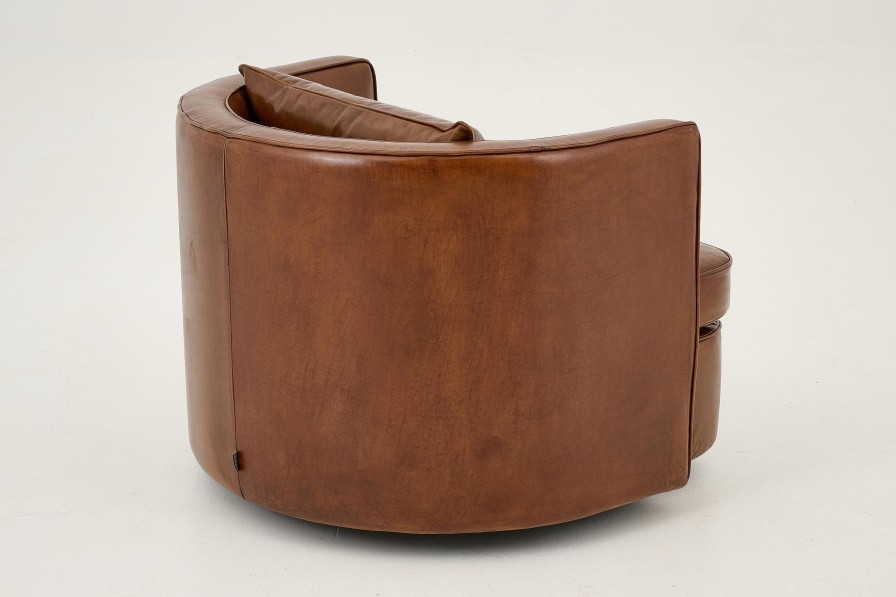 New Flamant Nelia, Fauteuil, Leer Cognoac, Draaibaar