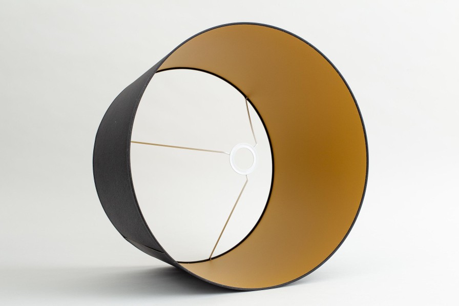 Best Flamant Lindro, Lampenkap, Zwart En Goud, Cilinder, 50 Cm