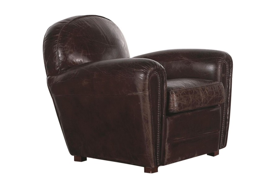 Online Flamant Burnham, Club Fauteuil, Donkerbruin, Leer
